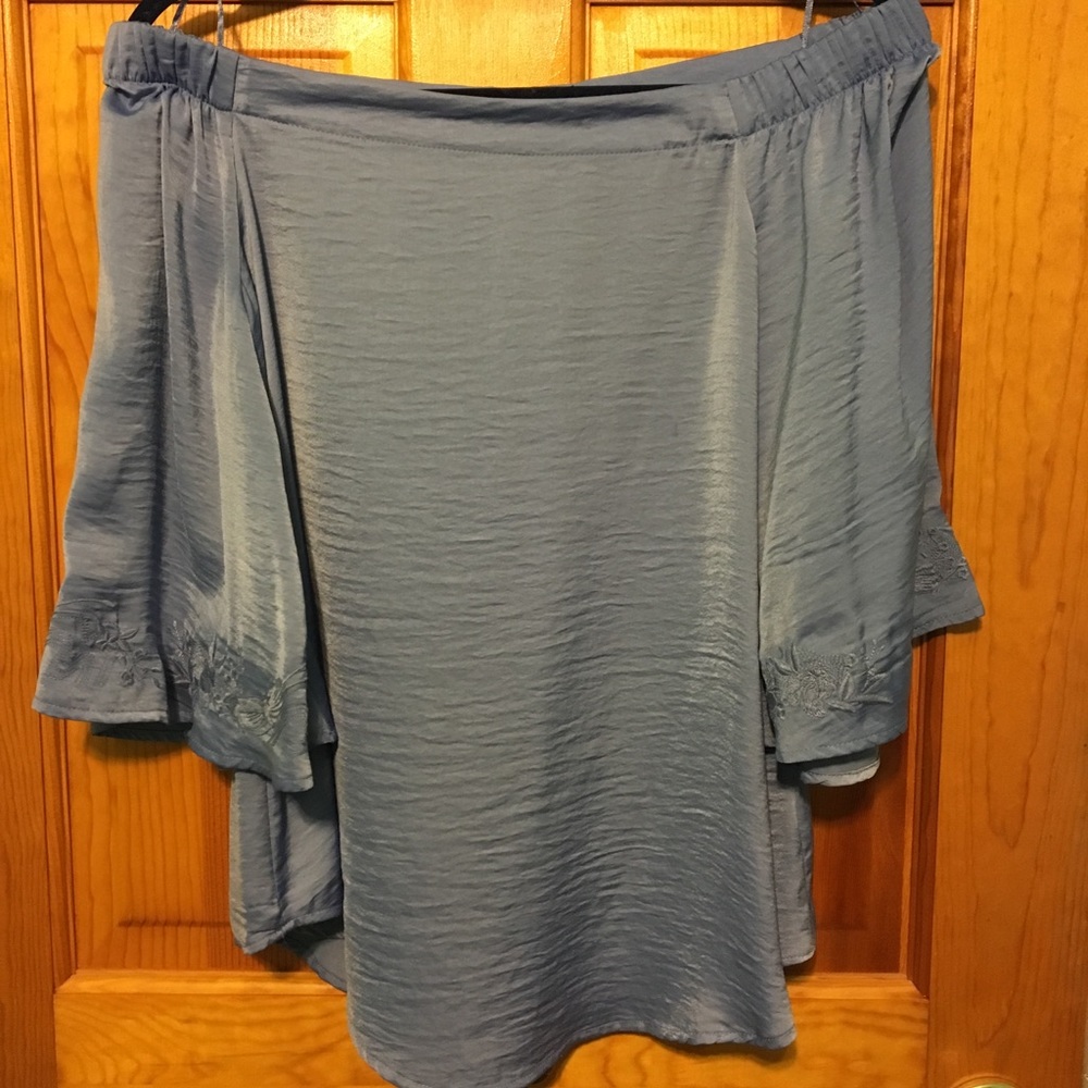 Light Blue Off the Shoulder Blouse
